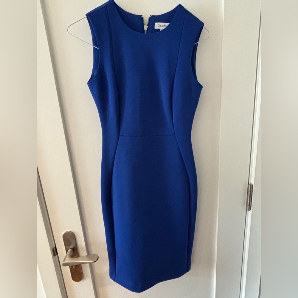 Calvin Klein Sleeveless Cobalt Midi Sheath Dress